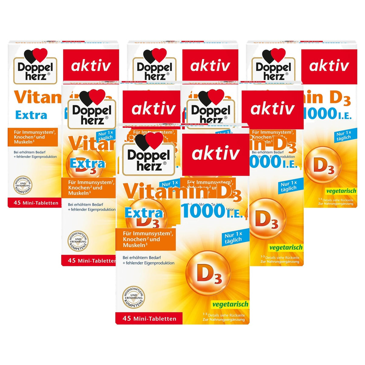Doppelherz Vitamine D3 1000 Voedingssupplement 45 Tabletten - 6-pack
