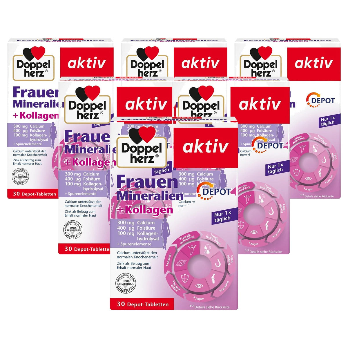 Doppelherz Vrouwen Mineralen + Collageen 30 Tabletten - 6-pack
