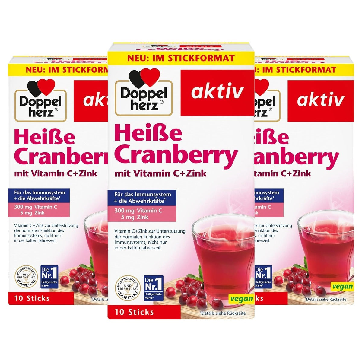 Doppelherz Warme Cranberry met Vitamine C en Zink 10 Sticks - 3-pack
