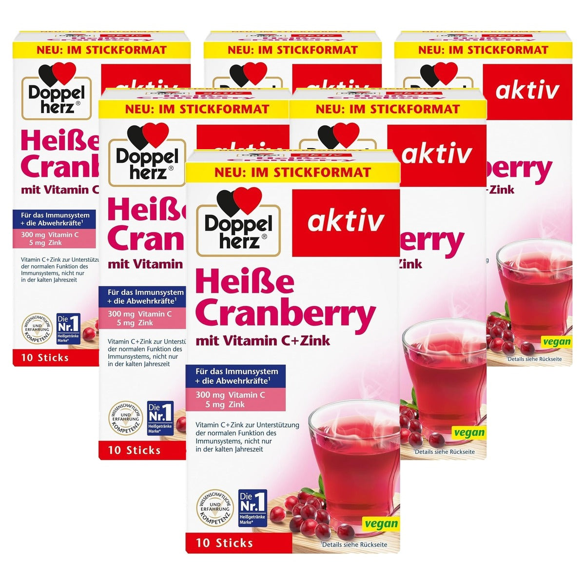 Doppelherz Warme Cranberry met Vitamine C en Zink 10 Sticks - 6-pack