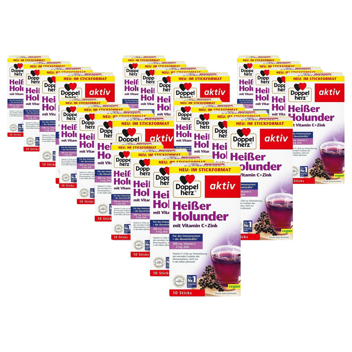 Doppelherz Warme Vlierbes met Vitamine C en Zink 10 Sticks (Verpakking van 4) - 6-pack