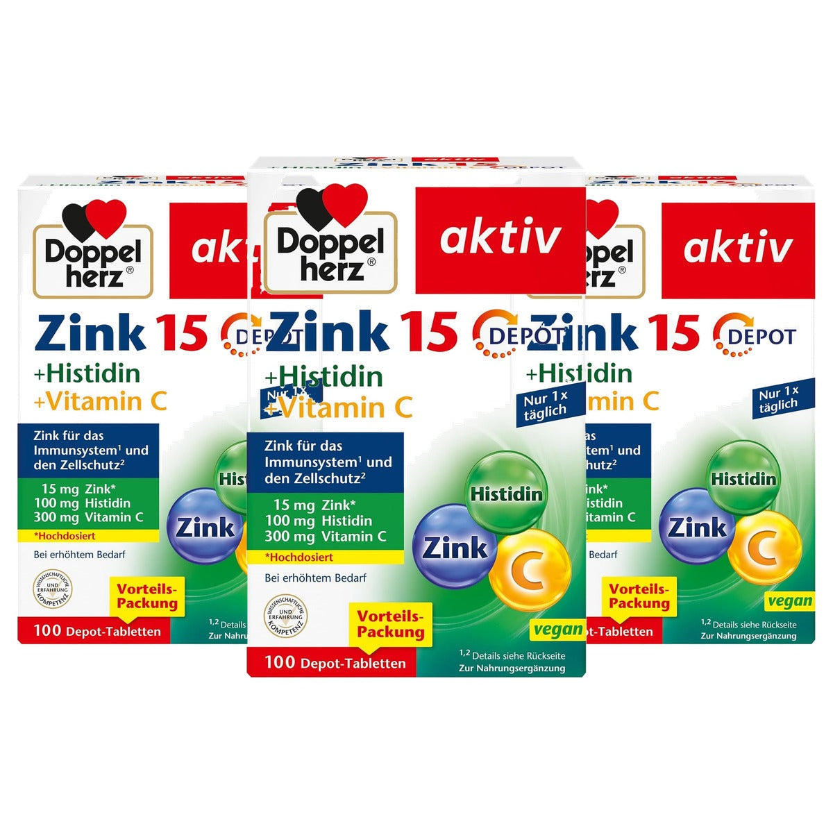 Doppelherz Zink 15 + Histidine + Vitamine C 100 Tabletten - 3-pack