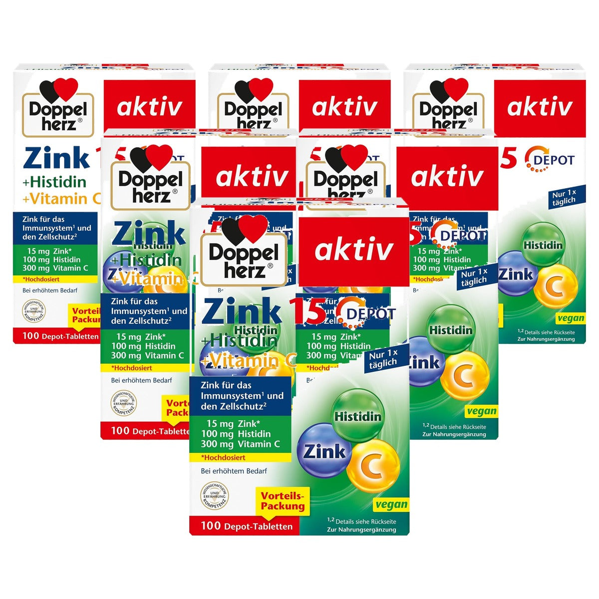 Doppelherz Zink 15 + Histidine + Vitamine C 100 Tabletten - 6-pack