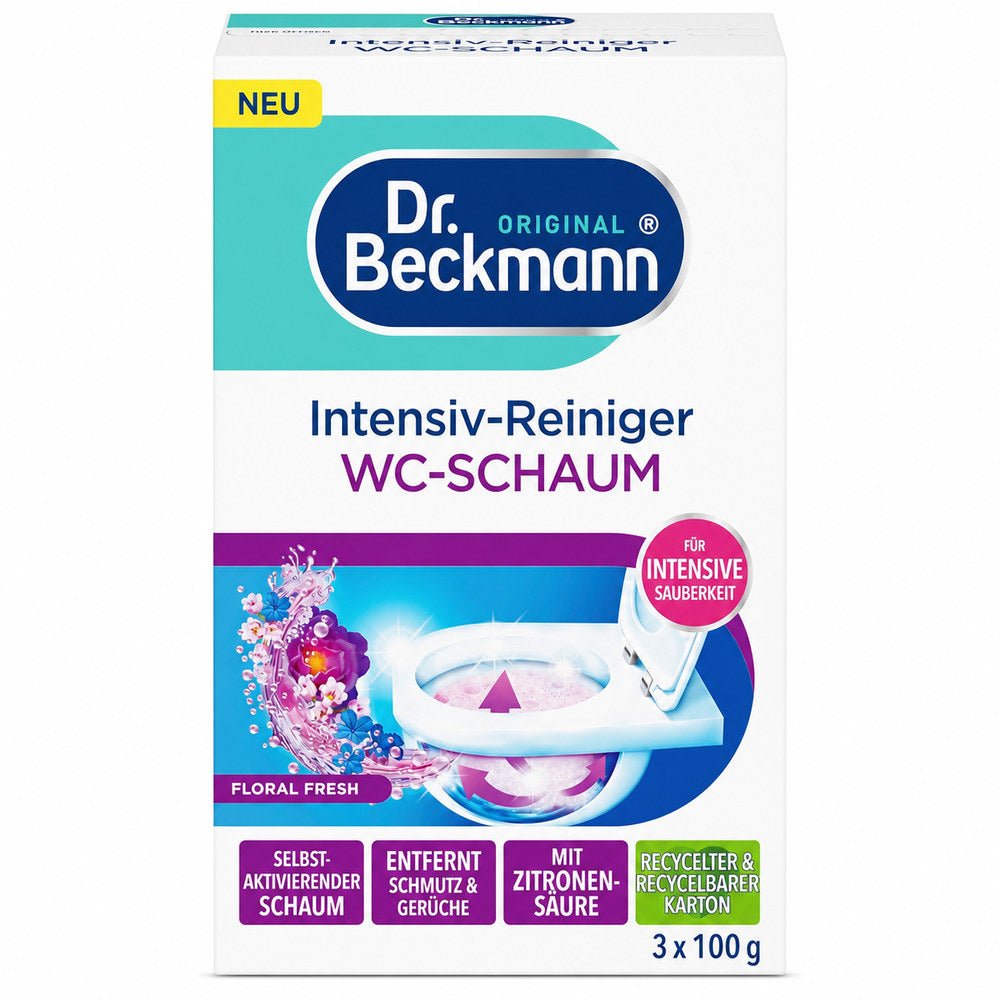 Dr. Beckmann Intensief WC Reiniger Schuim Actieve Kool Floral Fresh 3 x 100 g door Huishoudvoordeel nu bij Huishoudvoordeel