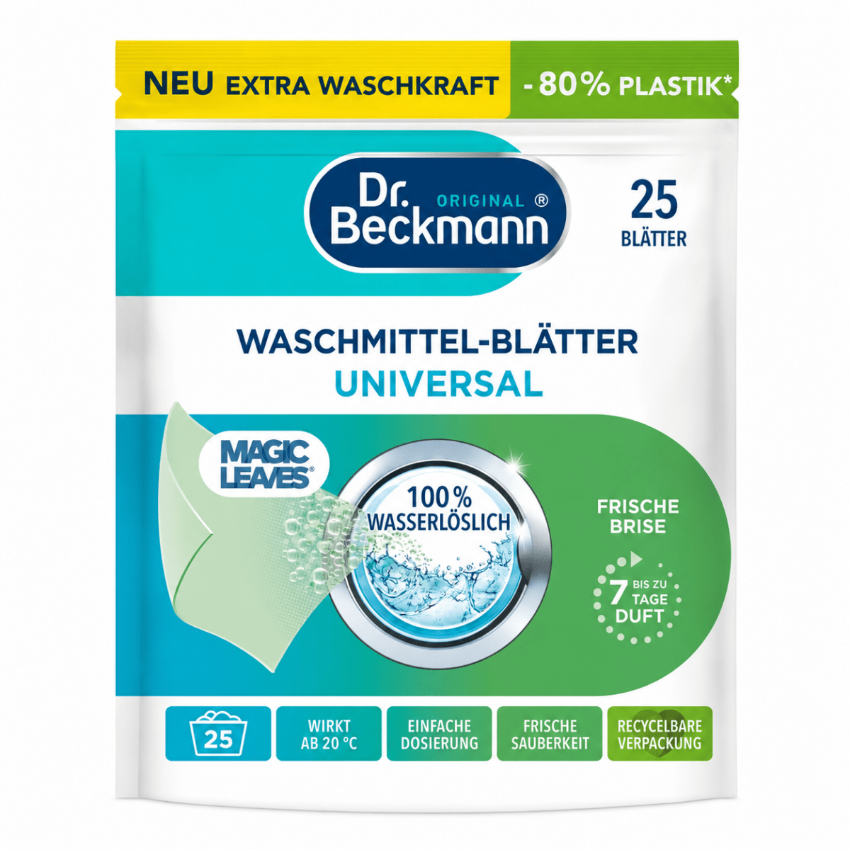 Dr. Beckmann Magic Leaves Universal Wasmiddelbladen 80 stuks door Huishoudvoordeel nu bij Huishoudvoordeel