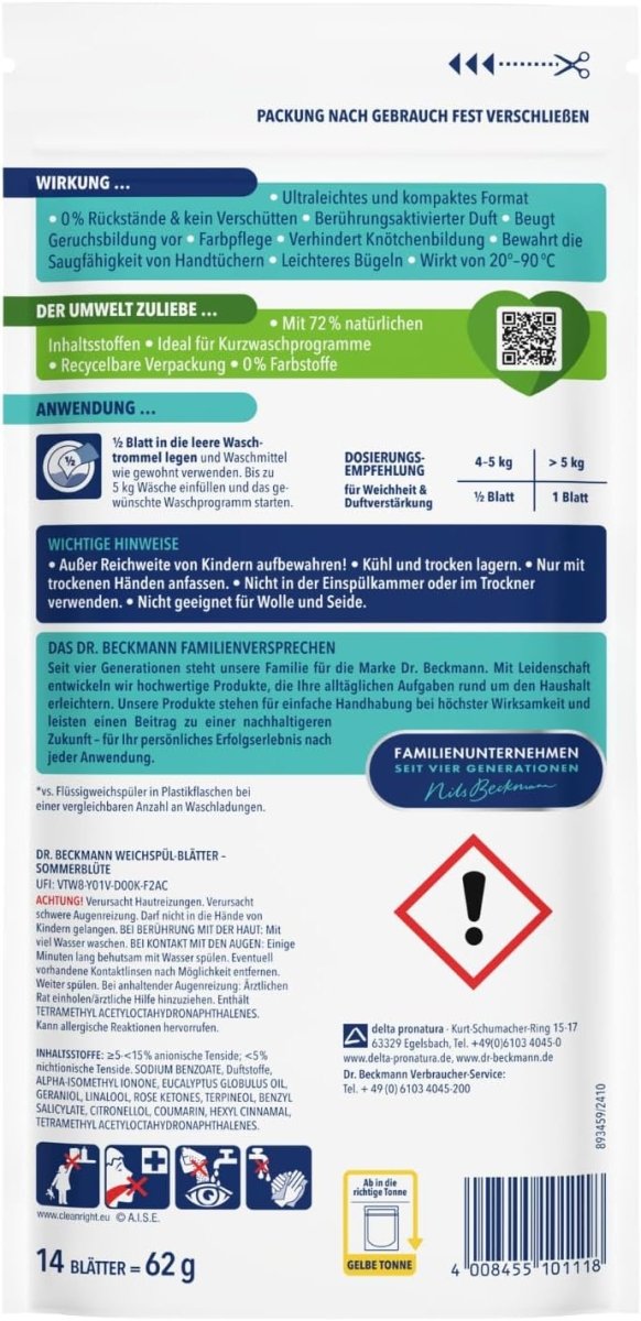 Dr. Beckmann Wasverzachterdoekjes Zomerbloesem 14 vellen door Huishoudvoordeel nu bij Huishoudvoordeel