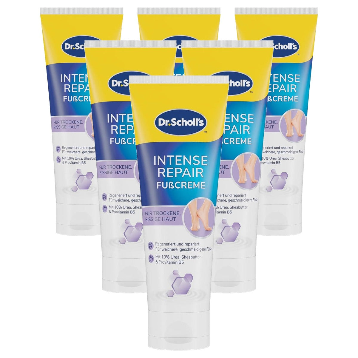 Dr. Scholl's Expertcare Intensief regenererende voetcrème 6 x 75 ml - Voordeelverpakking