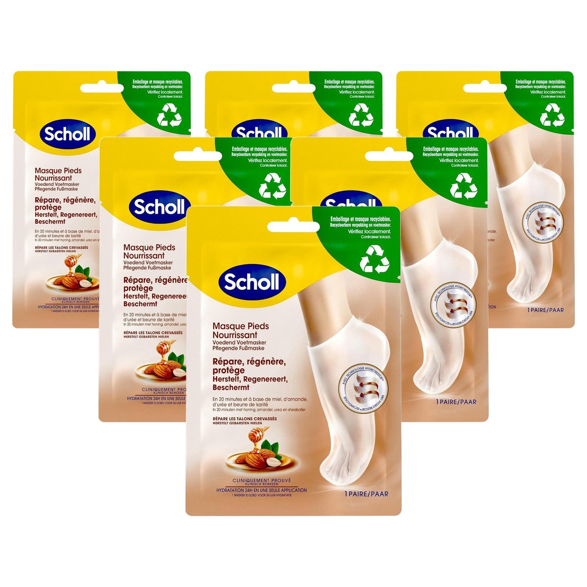 Dr. Scholl's Voetmasker Amandel & Honing 1 paar - 6-pack