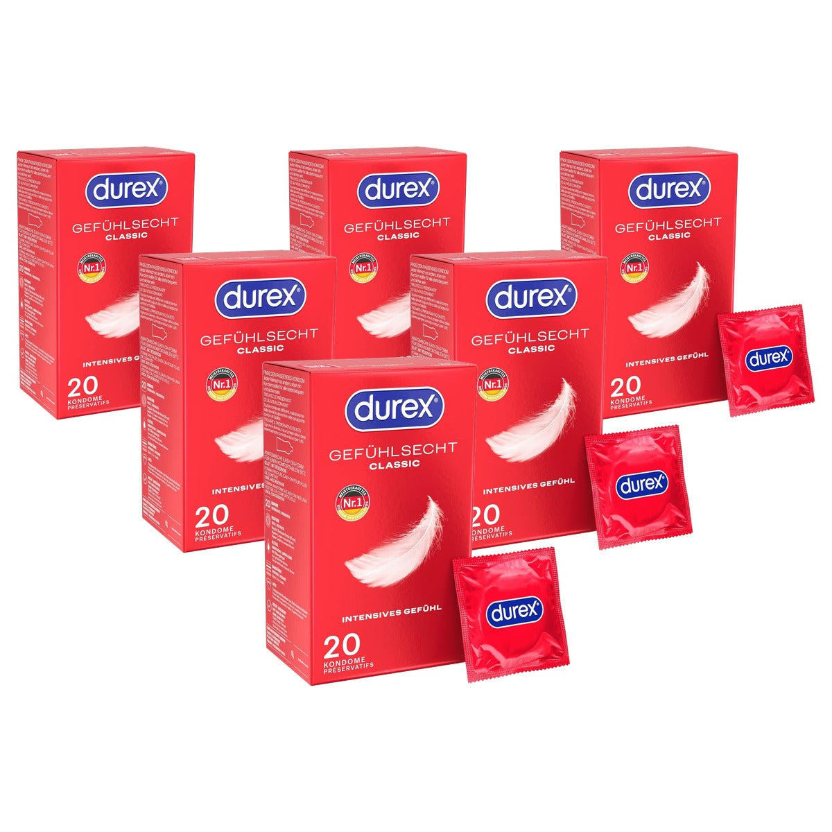 Durex Gevoelsecht Classic condooms dun 6 x 20 stuks - Voordeelverpakking