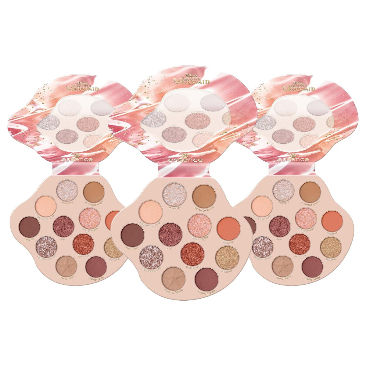 essence Disney The Little Mermaid oogschaduwpalet 01 nude 12 tinten - 3-pack