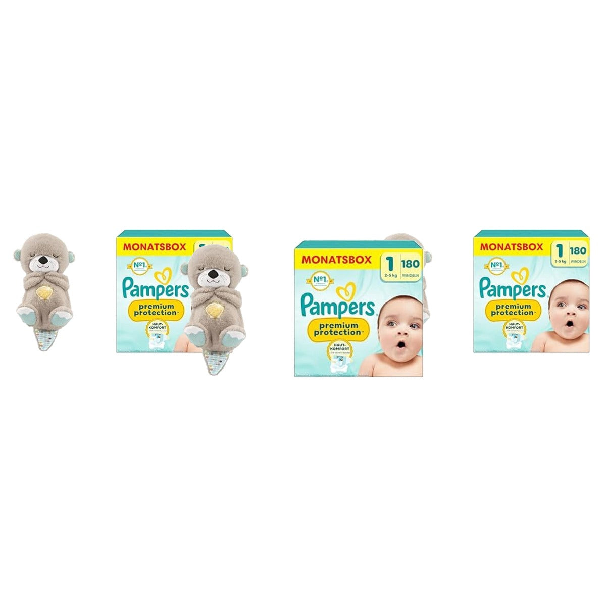 Fisher-Price Otter + Pampers Premium Protection maat 1 3 x 180 stuks - Voordeelverpakking