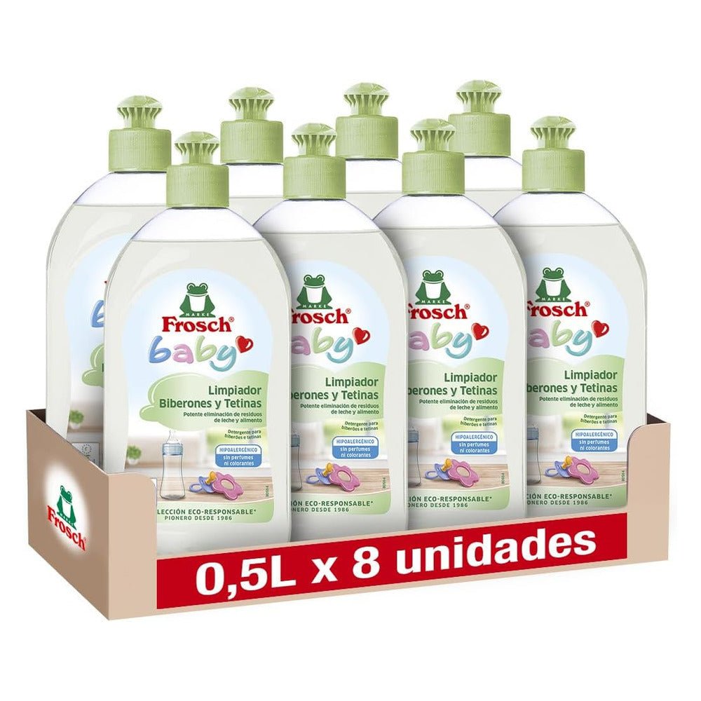 Frosch Baby Flessenreiniger 8x500 ML – Afwasmiddel voor Babyflessen en Spenen – Verwijdert Melk - en Voedingsresten, Hypoallergeen