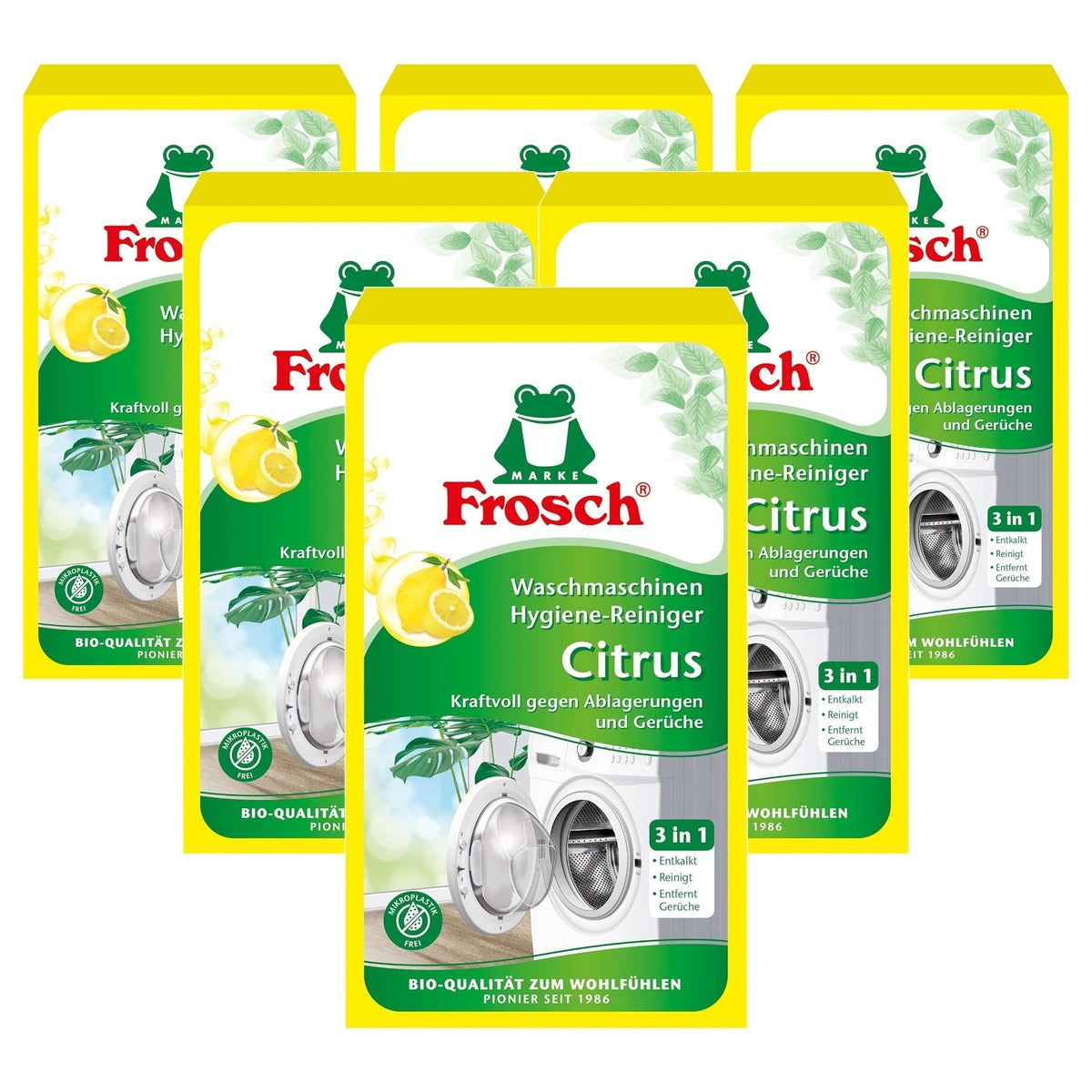 FROSCH Citrus wasmachine hygiëne reiniger 6 x 250 g - Voordeelverpakking