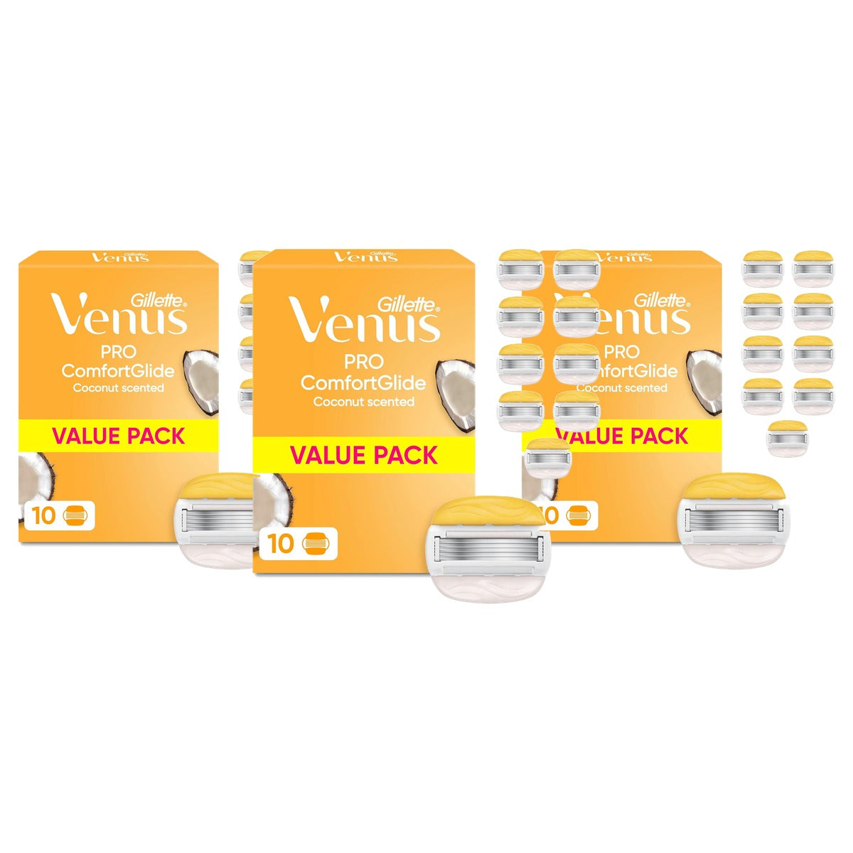 Gillette Venus Pro ComfortGlide kokosgeur reservemesjes 3 x 10 stuks - Voordeelverpakking