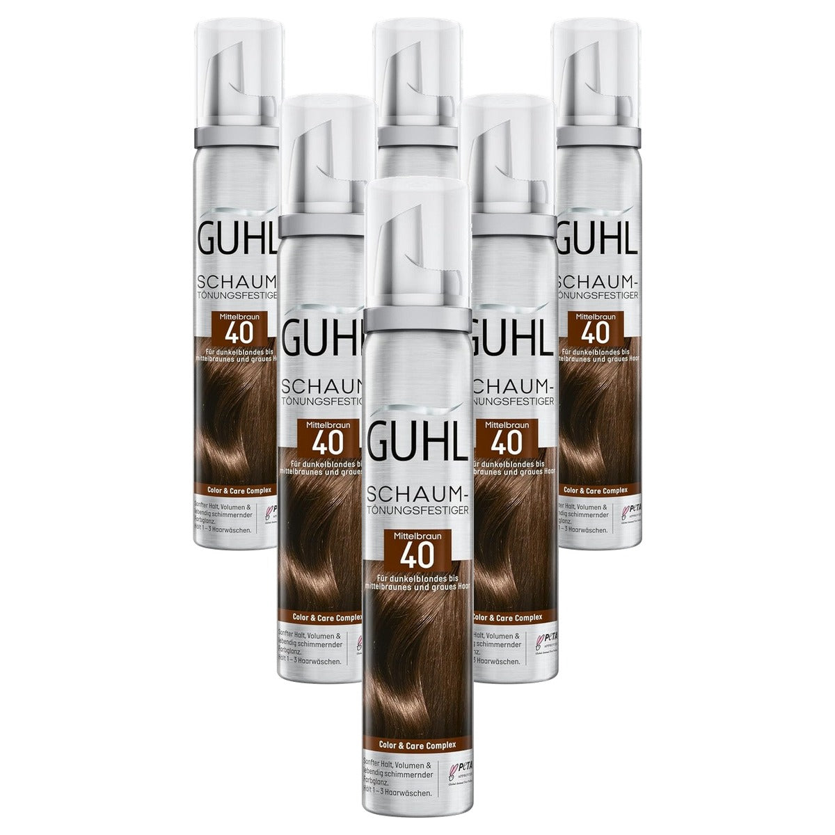 Guhl Verstevigde schuimtint 40 Middenbruin 6 x 100 ml - Voordeelverpakking