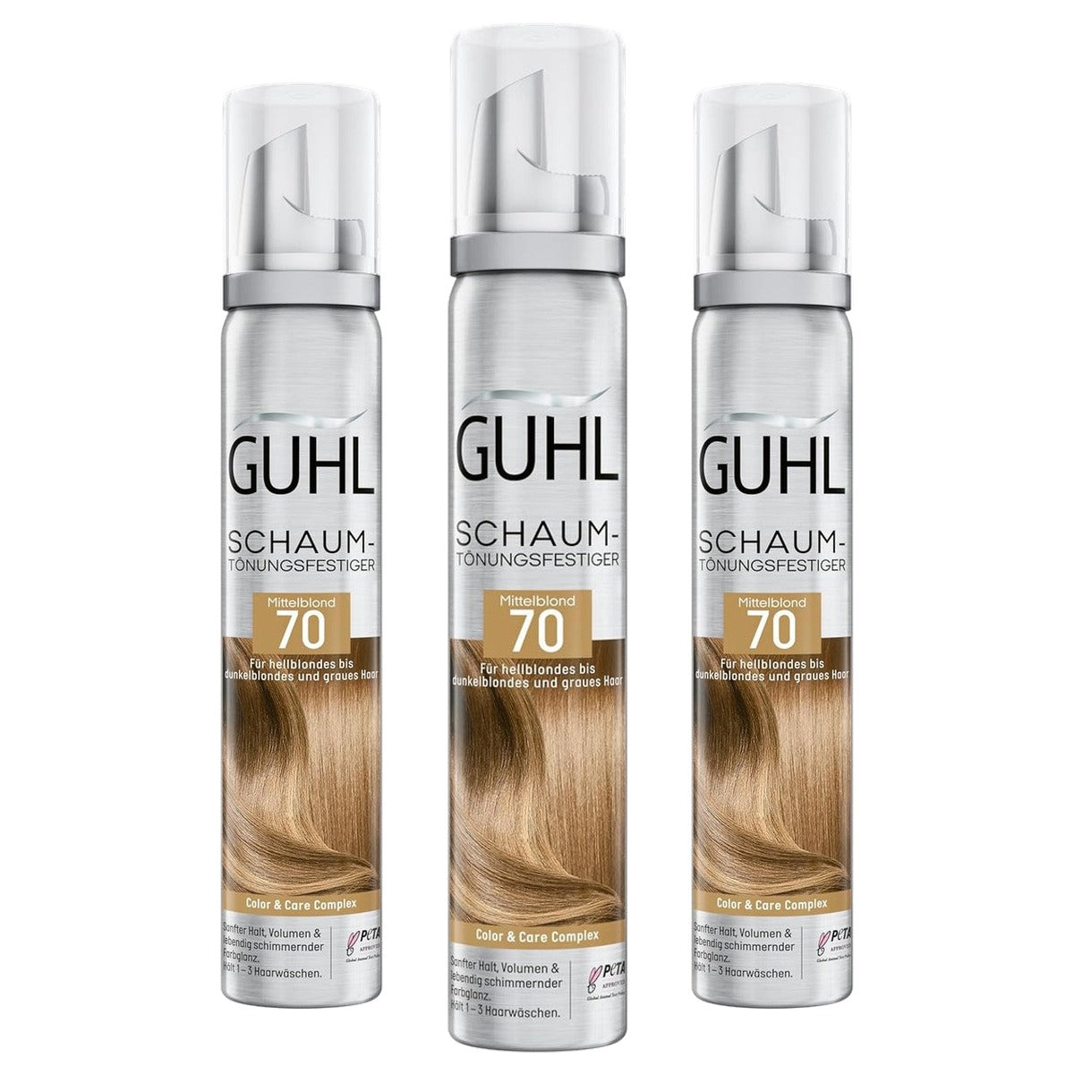 Guhl Verstevigde schuimtint 70 middenblond 3 x 100 ml - Voordeelverpakking