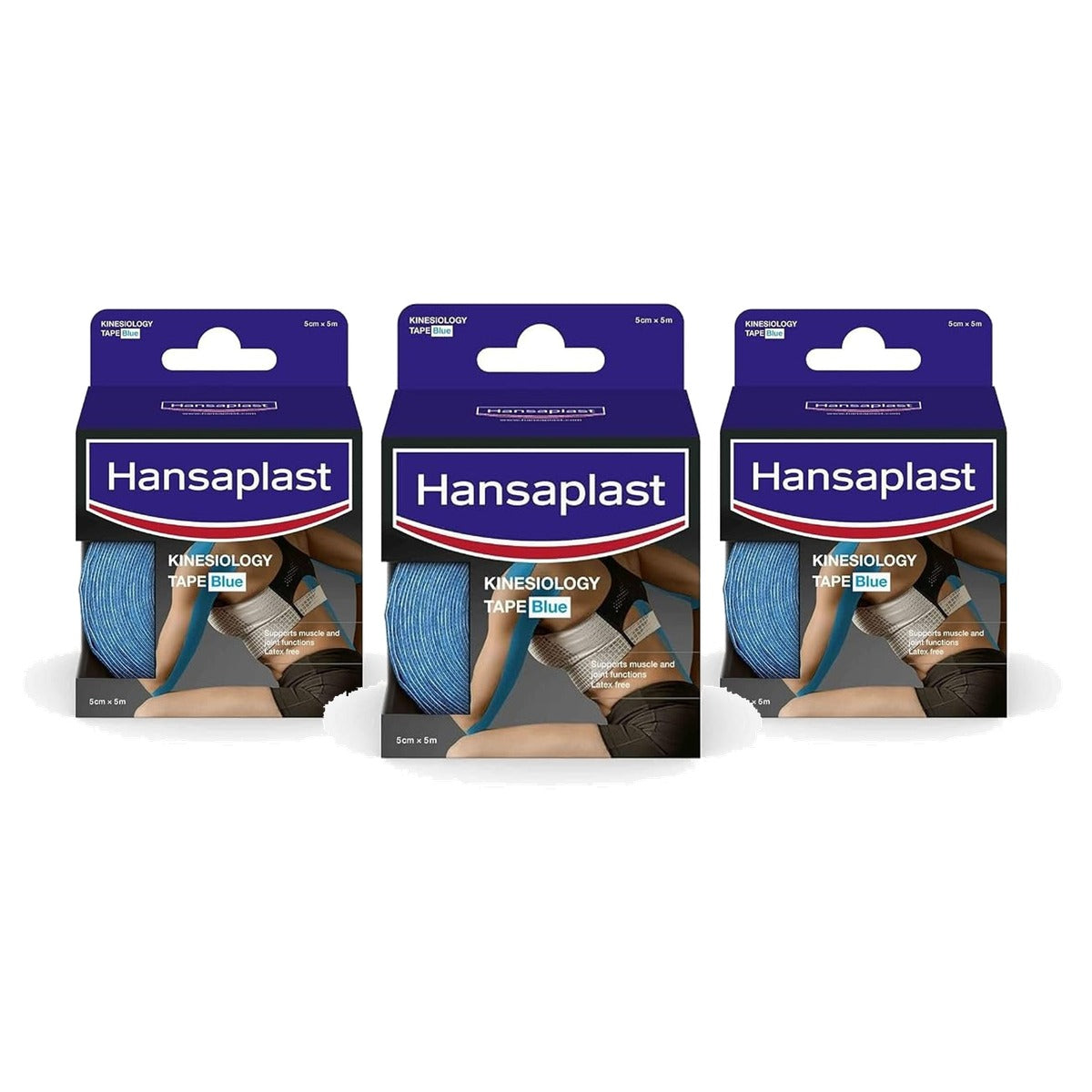 Hansaplast Kinesiologie Tape blauw 1 rol 5 m x 5 cm - 3-pack