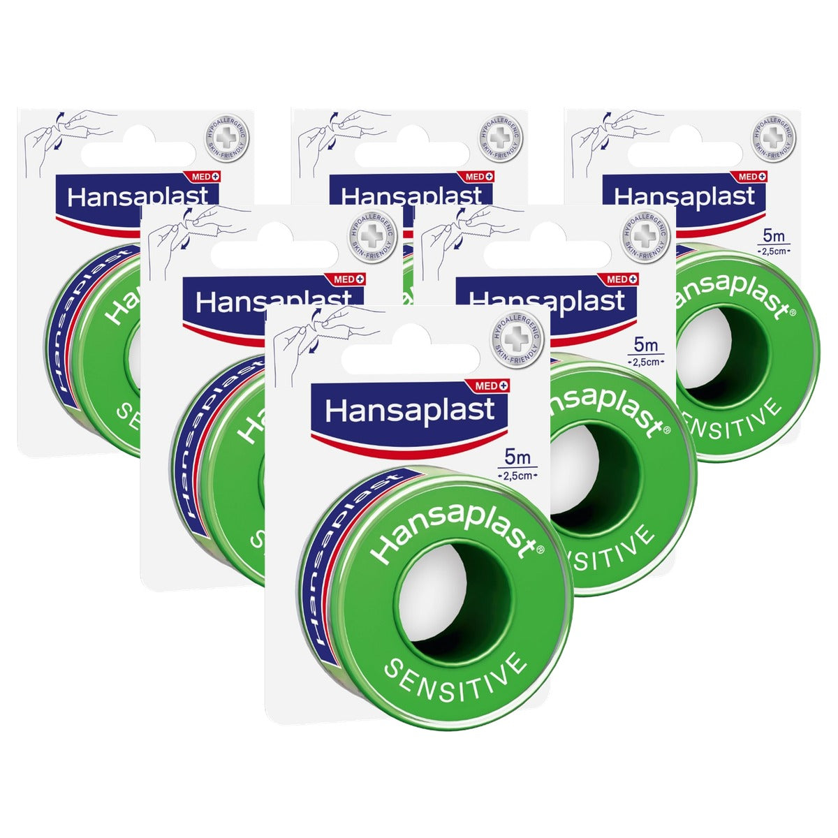 Hansaplast Sensitive fixeerpleister 5 m x 2,5 cm - 6-pack