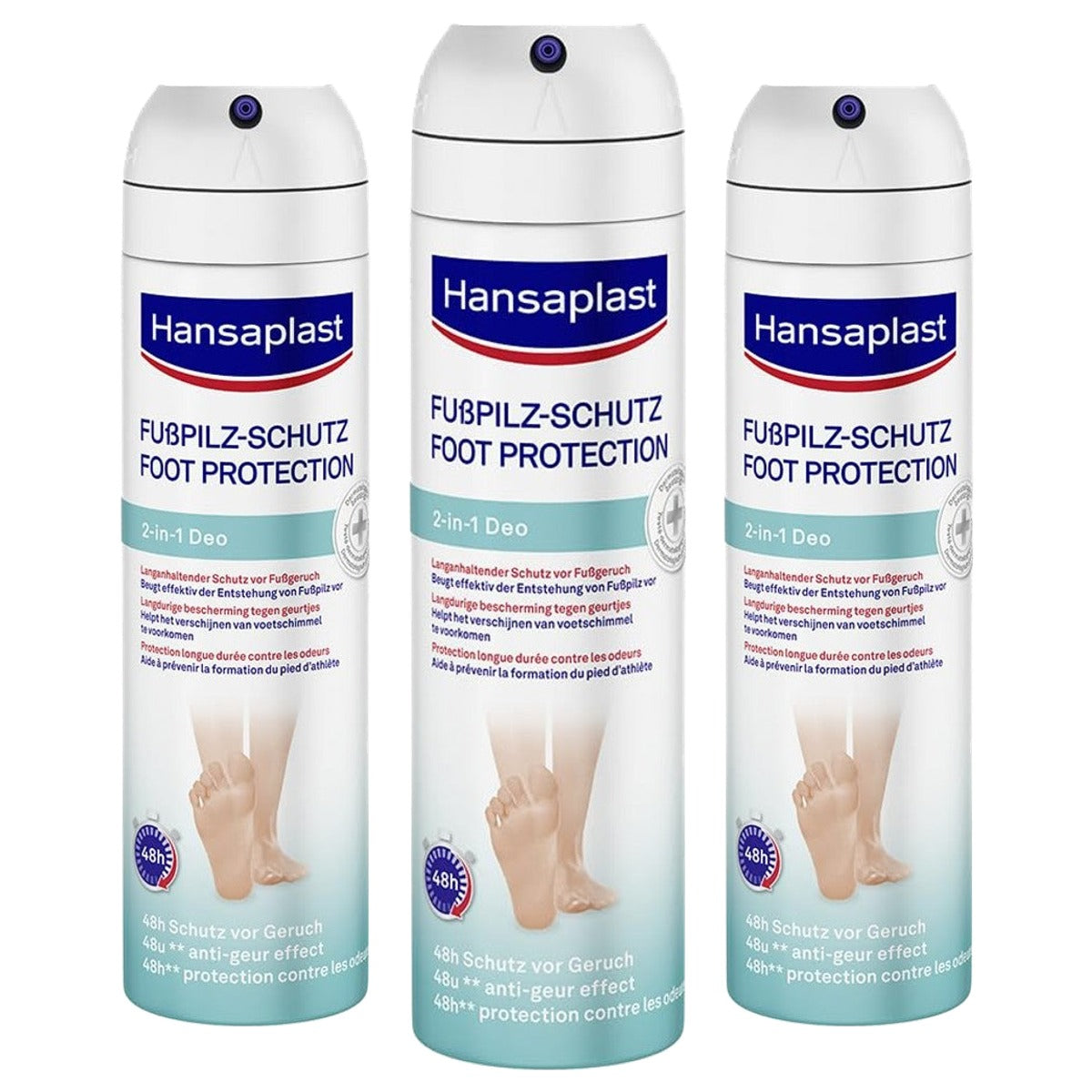 Hansaplast Voetschimmelbescherming 2-in-1 Deodorant 3 x 150 ml - Voordeelverpakking