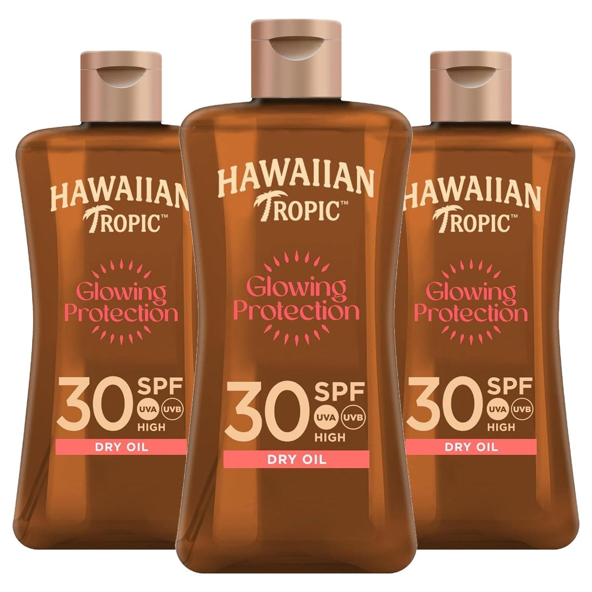 HAWAIIAN Tropic Glowing Protection Olie SPF 30 3 x 100 ml - Voordeelverpakking