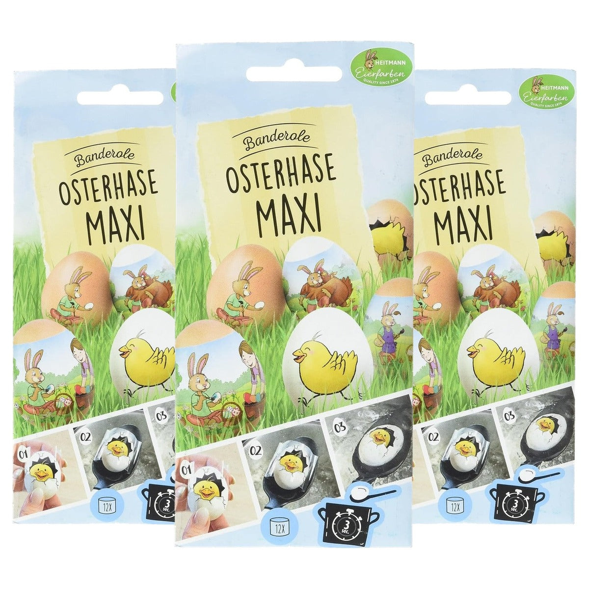 Heitmann Eierfarben Banderol Paashaas Maxi 12 banderollen - 3-pack