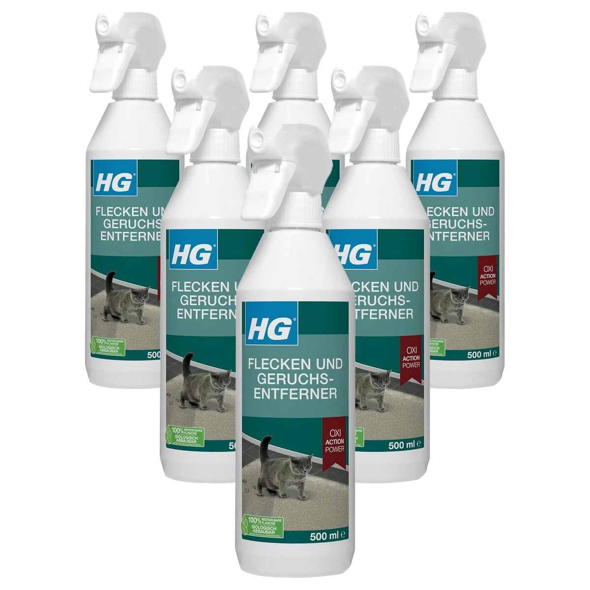 HG Vlek- en geurverwijderaar voor katten 6 x 500 ml - Voordeelverpakking