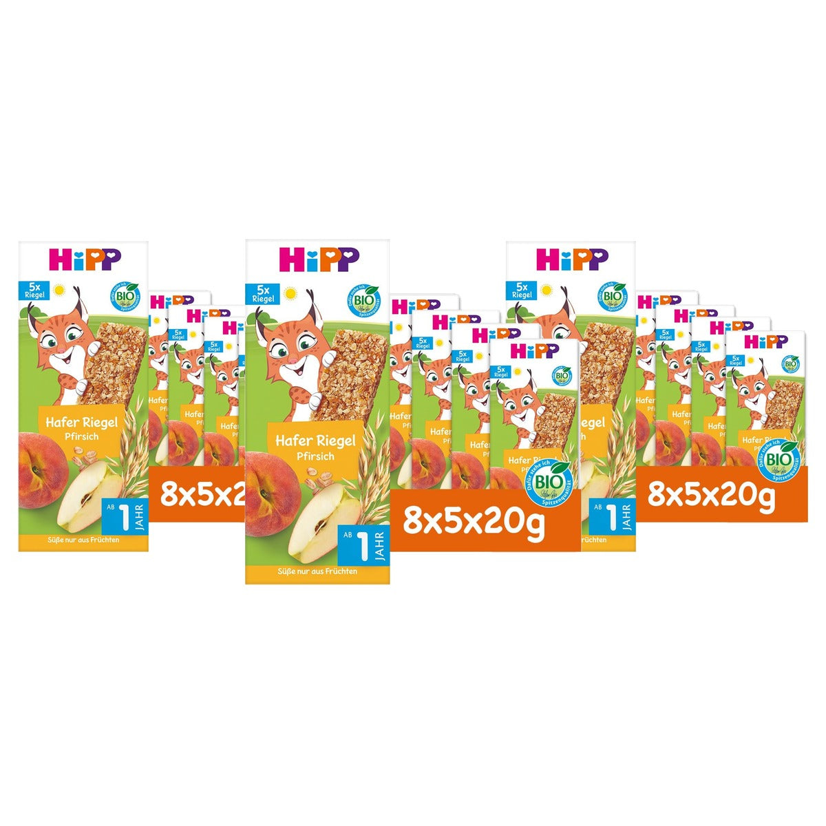 HiPP Luchs Haverreep perzik (800 g) 3 x 40 stuks - Voordeelverpakking