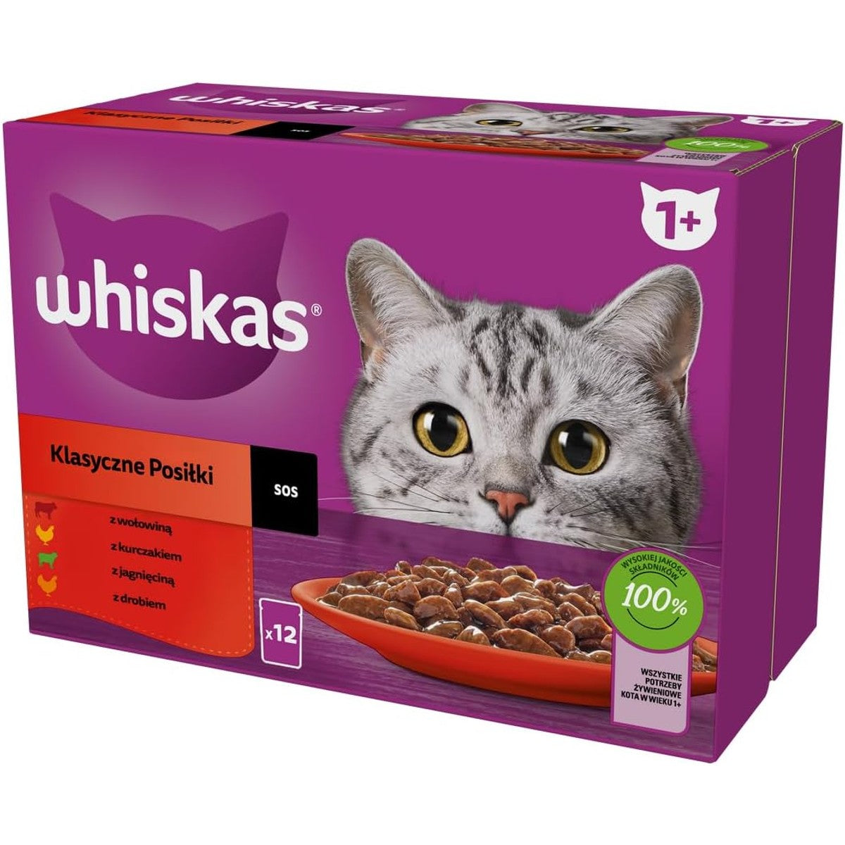 Whiskas Klassieke Maaltijden natvoer kattenvoer 4 soorten 48 x 85 g