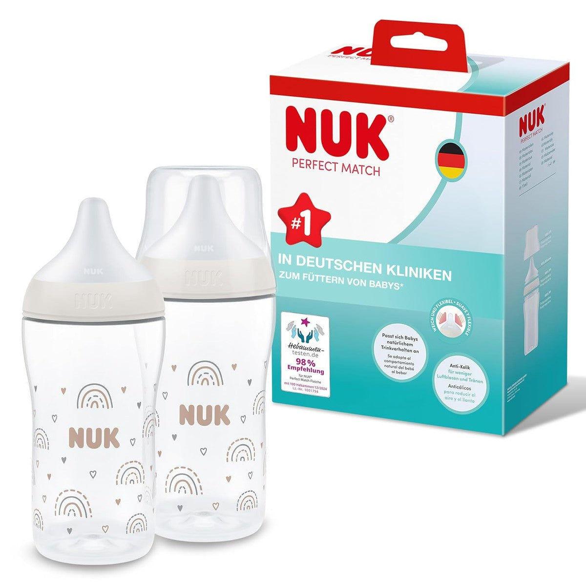 NUK Perfect Match PP 260ml Rainbow 2 stuks set – NUK