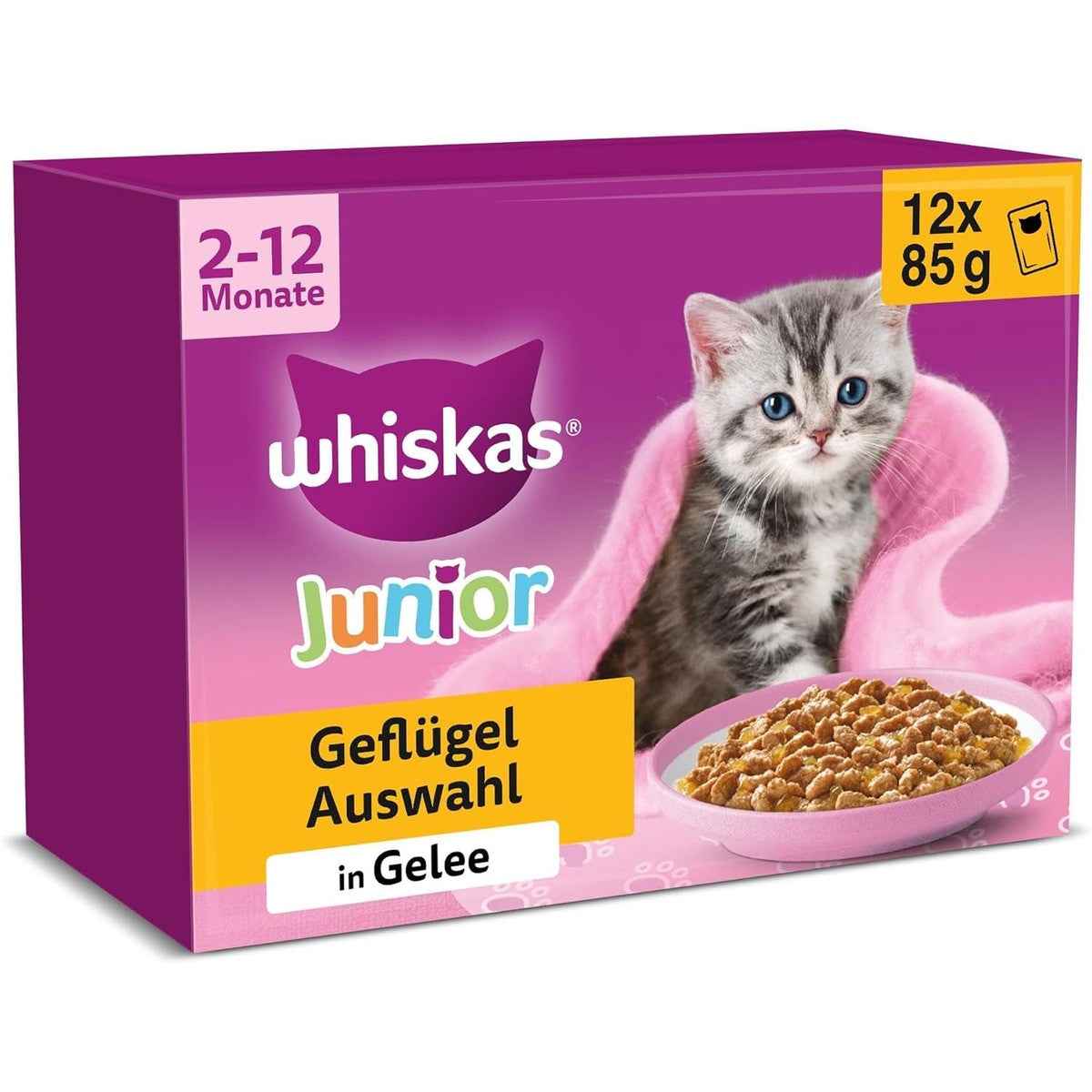 Whiskas Junior natvoer kattenvoer pluimvee selectie in gelei 12 x 85 g