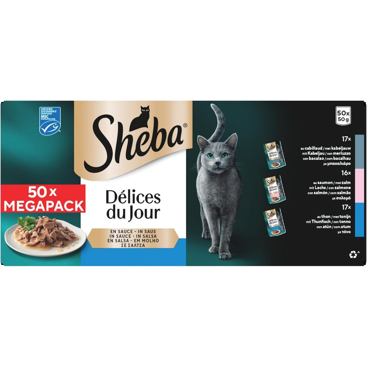 Sheba CATCARE Fresh & Fine natvoer kattenvoer vis in saus 50 x 50 g