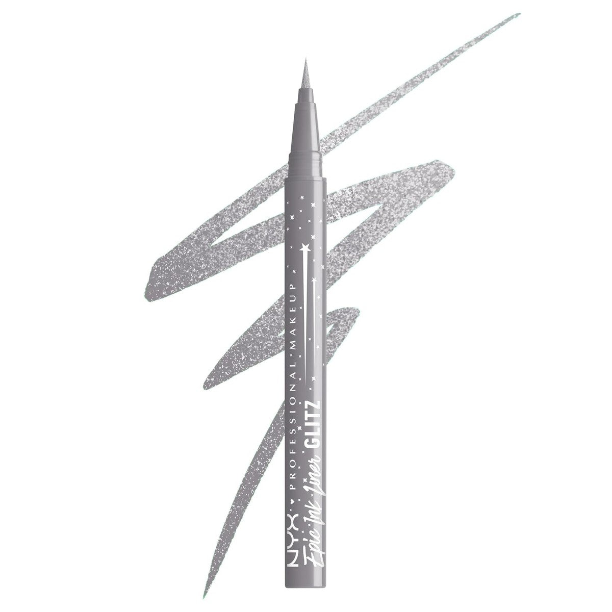 NYX Professional Makeup Epic Ink Liner Jeanz Flashy Flare – watervaste vloeibare eyeliner in zilver met glinsterende afwerking, 1 ml – NYX PROFESSIONAL MAKEUP