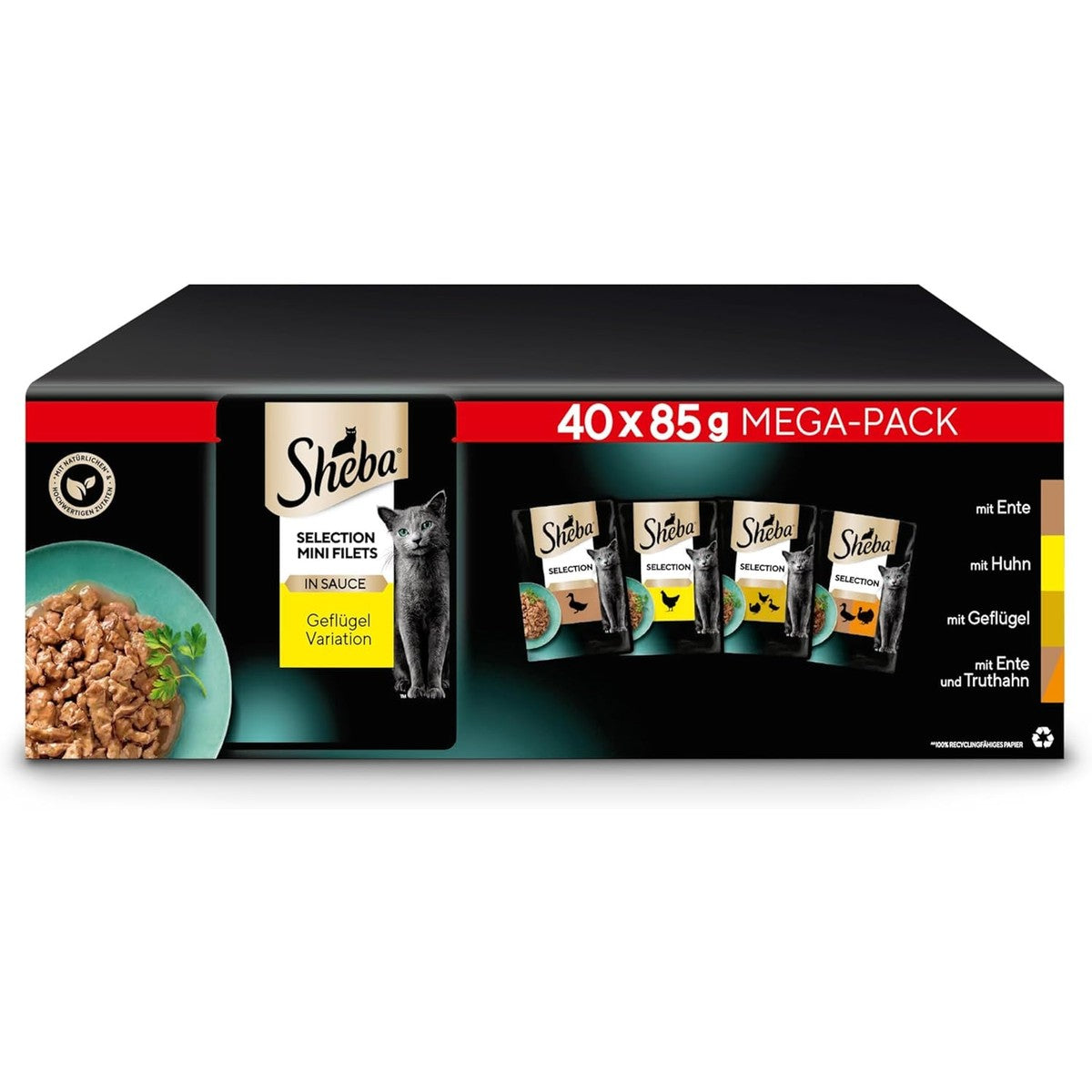Sheba Selection natvoer kattenvoer gevogelte variatie 40 x 85 g