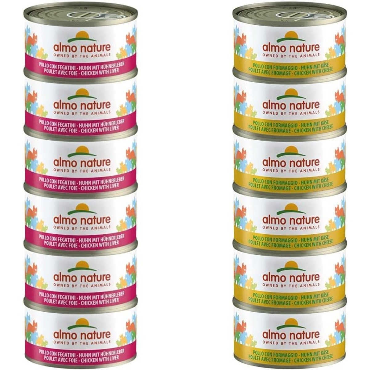 Almo Nature Megapack Kattenvoer Nat Kip en Lever & Kip met Kaas 6 x 70 g