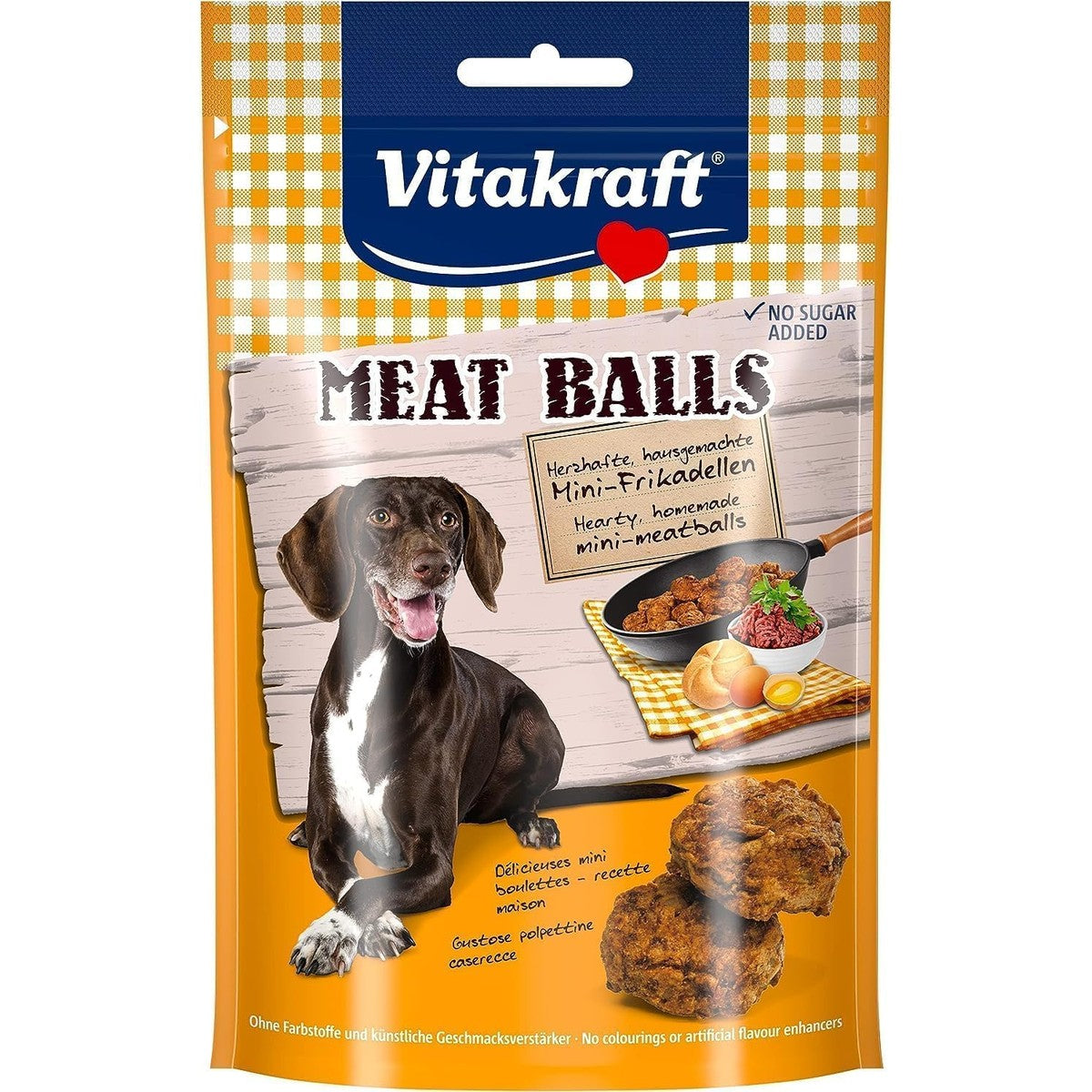 Vitakraft Meat Balls, Hundeleckerli, Hundesnack weich,fleischige Mini Frikadellen, als Belohnung, Hunde Trainingsleckerli, ohne Zuckerzusatz (1x 80g) – Vitakraft