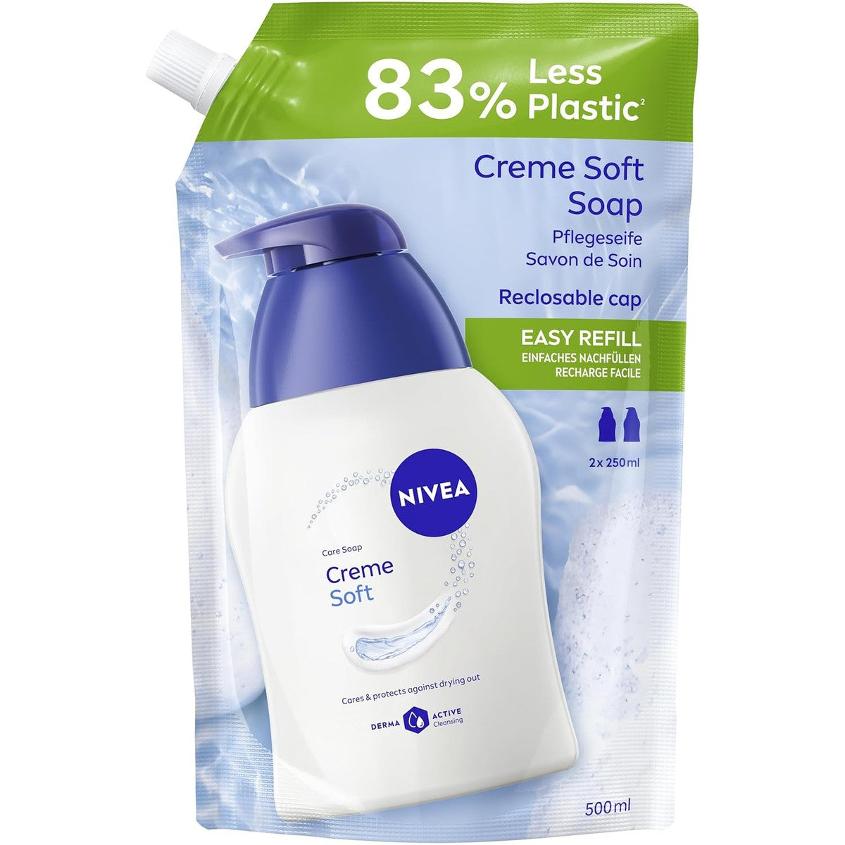 NIVEA Crème Soft verzorgingszeep navulzak 500 ml – NIVEA
