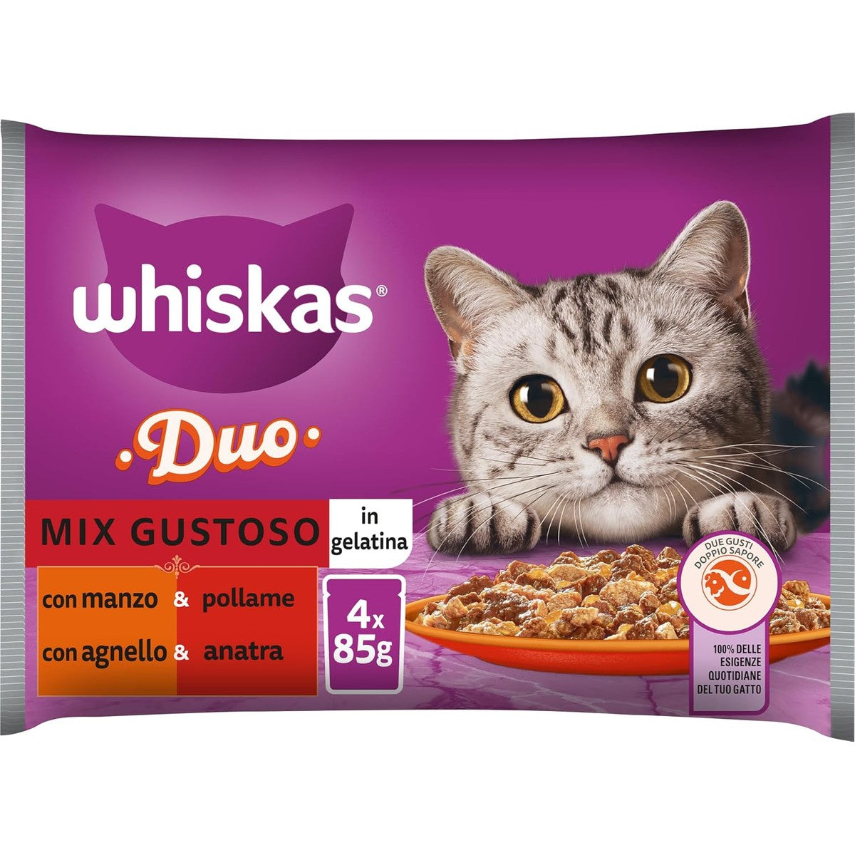 Whiskas Duo Mix Lekker natvoer kattenvoer gemengde selectie 52 x 85 g