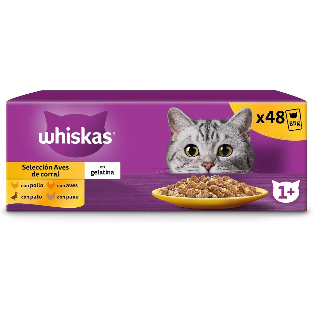 Whiskas natvoer kattenvoer in gelei gevogelteselectie 48 x 85 g