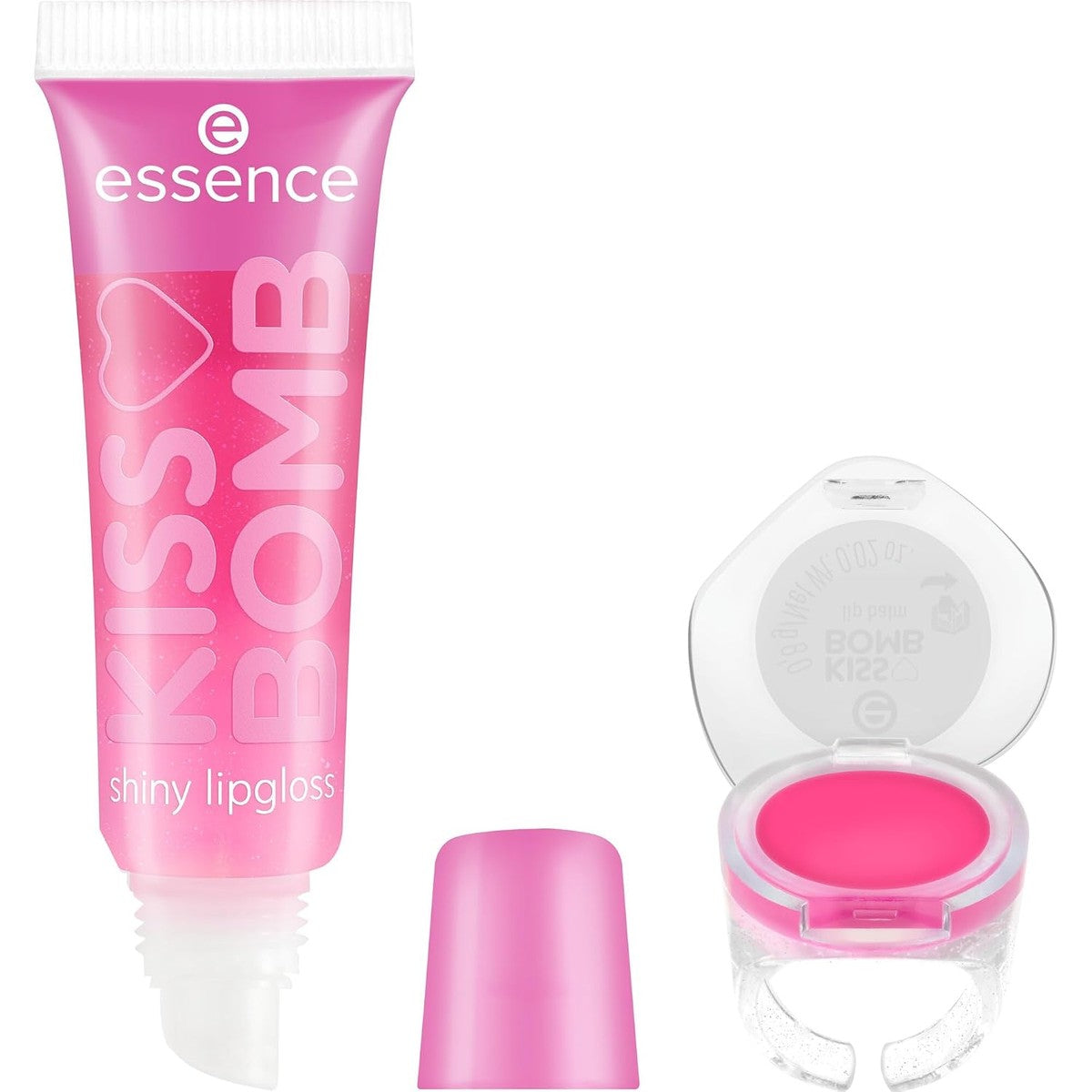 Essence Cosmetics KISS BOMB shiny lipgloss en lippenbalsem, nr. 01, roze, glanzend, veganistisch, zonder microplastic deeltjes, glutenvrij, zonder parabenen, per stuk verpakt (10,8 ml) – Essence Cosmetics