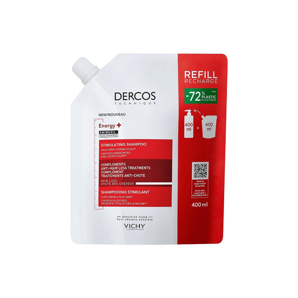 Vichy Dercos Vital+ Anti-Haaruitval Shampoo, Navulverpakking, 400 ml