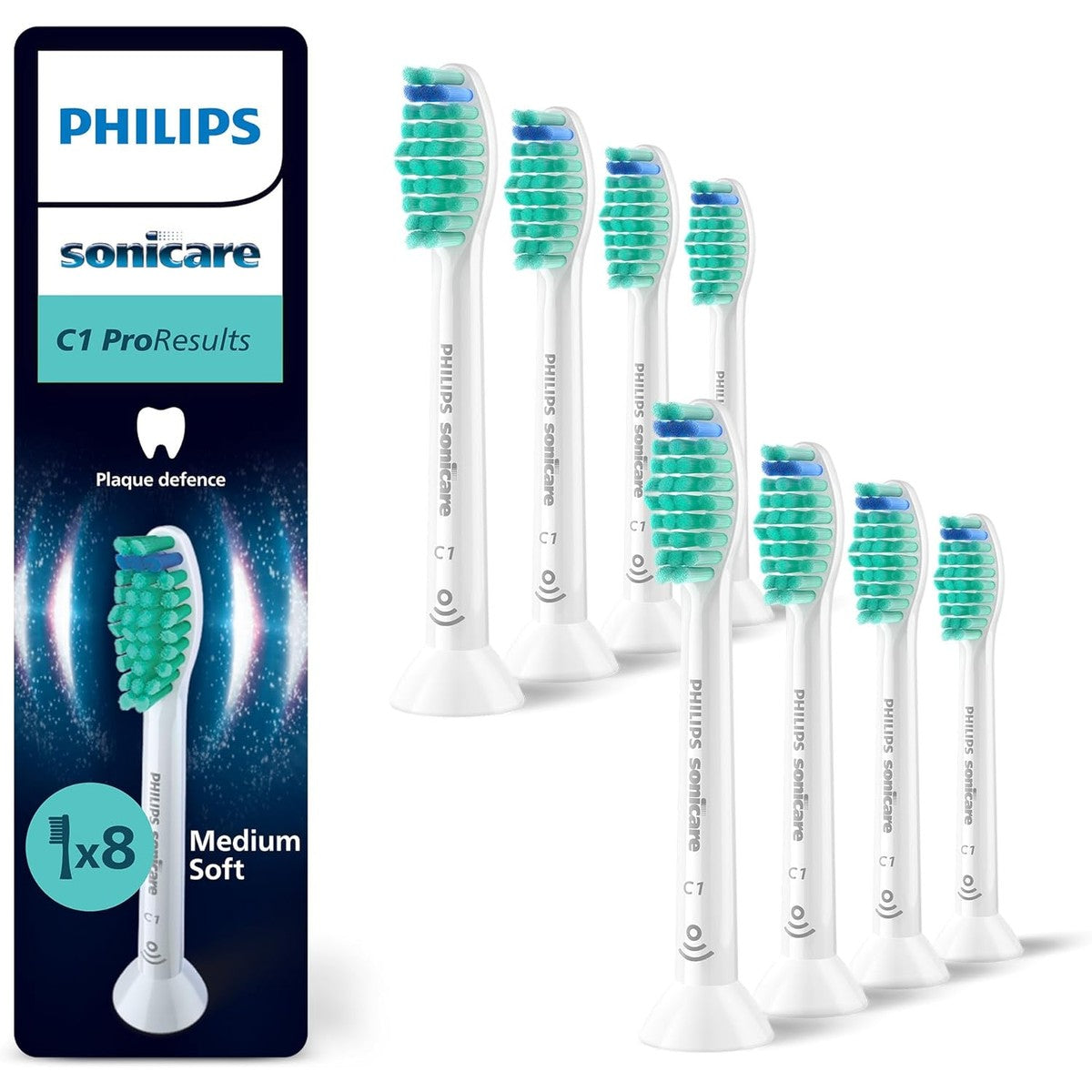Philips Sonicare C1 ProResults, HX6018/87, originele vervangende borstelkoppen, wit, 8 stuks – PHILIPS