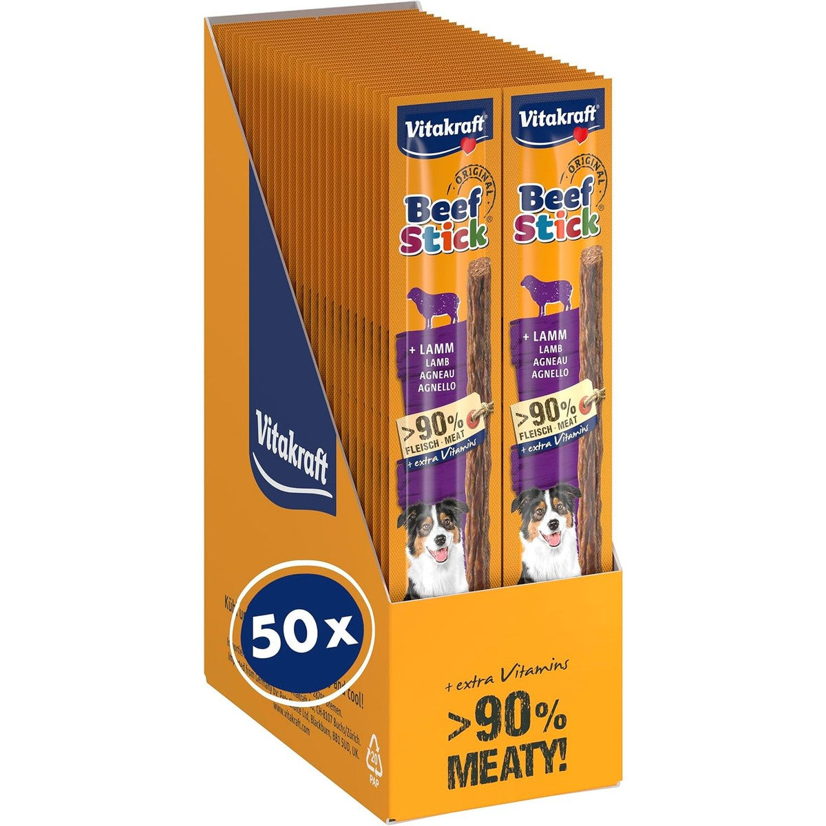 Vitakraft Beef Stick kouwsticks voor honden, 50 stuks (50 x 12 g), Lamm, xxl – Vitakraft