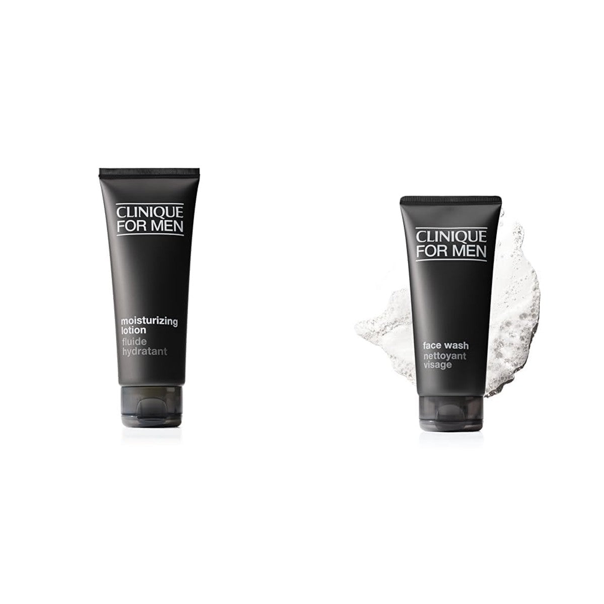 Clinique For Men™ Set: Moisturizing Lotion (100ml) + Face Wash (200ml) | Feuchtigkeitsspendende Gesichtslotion für trockene Haut mit Glycerin und Urea + Gesichtsreiniger für normale bis trockene Haut