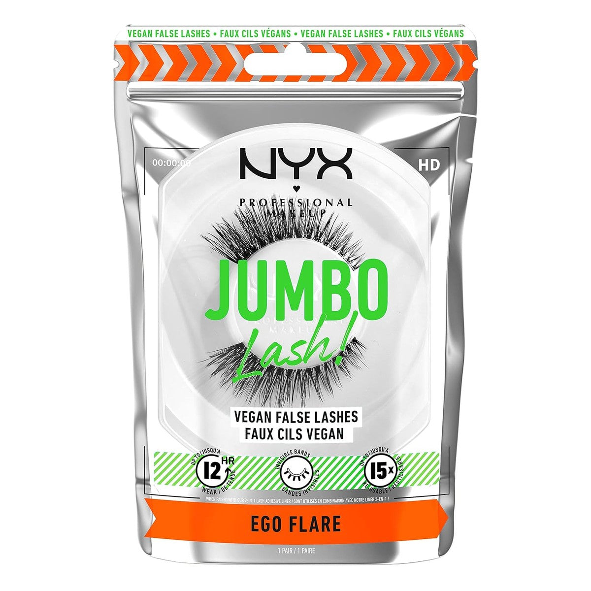 NYX Professional Makeup Jumbo Lash Valse wimpers, duurzaam, 12 uur draagtijd, onzichtbare banden, tot 15 keer herbruikbaar, veganistische wimpers, Jumbo Lash!, ego flare – NYX PROFESSIONAL MAKEUP