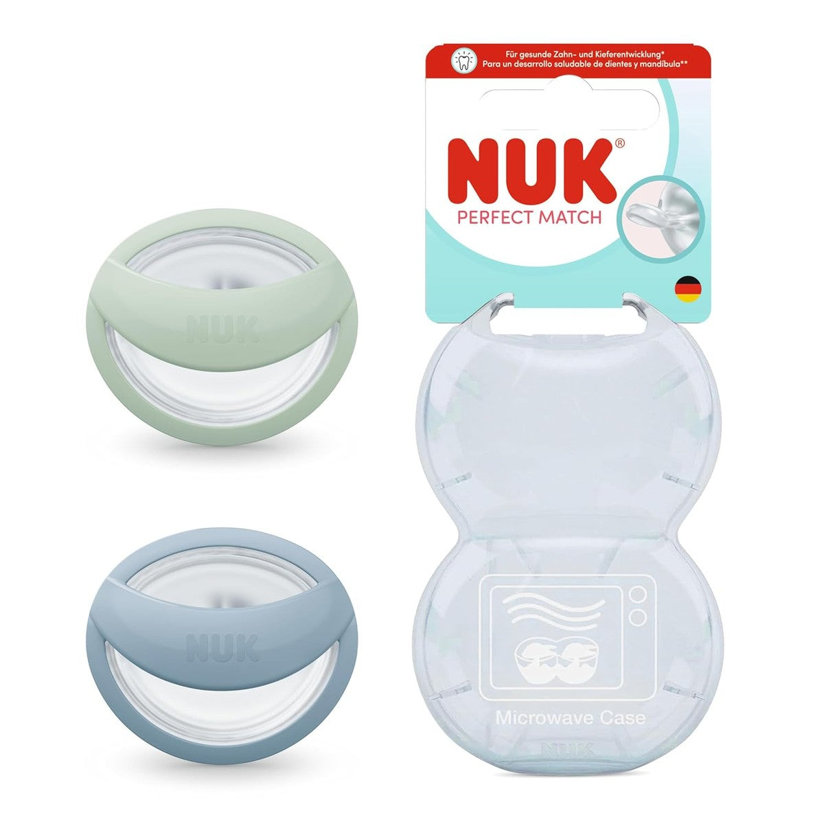 NUK Perfect Match Fopspeen 0-6 maanden Groen/Blauw 2 stuks – NUK
