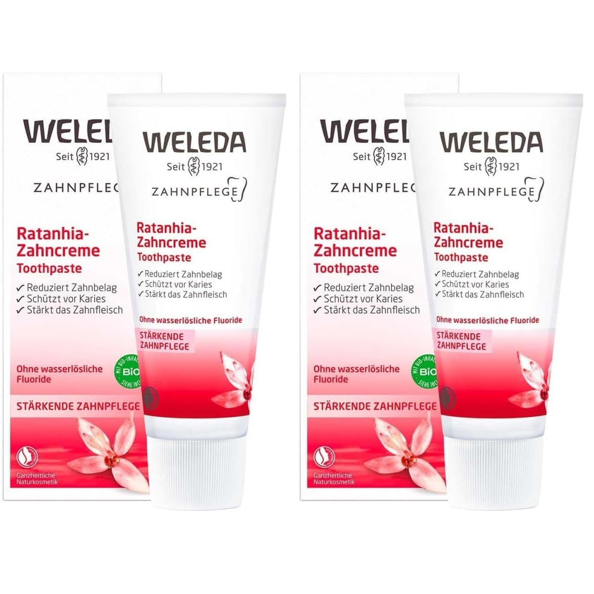 Weleda Bio Ratanhia Tandpasta Fluoridevrij 2 stuks