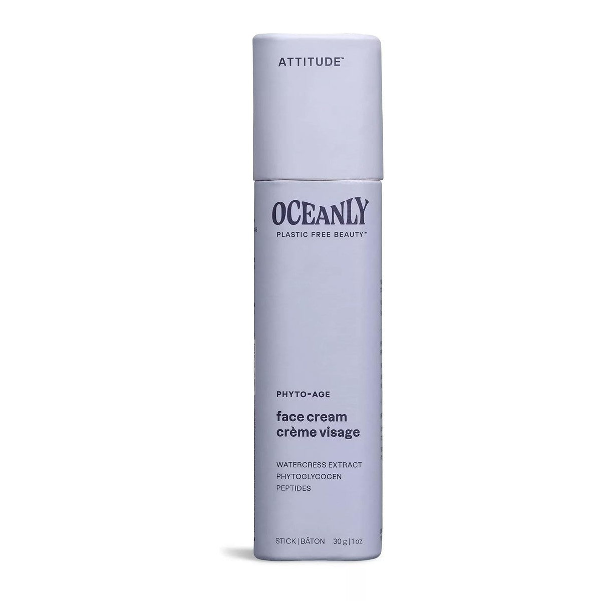 ATTITUDE Oceanly Face Cream Stick, EEG-gecertificeerd, plasticvrij, plantaardige en minerale ingrediënten, veganistische huidverzorgingsproducten, PHYTO AGE, ongeparfumeerd, 30 gram – ATTITUDE
