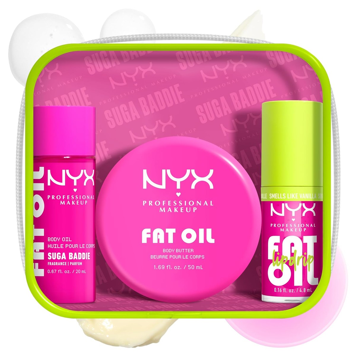 NYX Professional Makeup Fat Oil Lip & Body Kit, Travel-Friendly, Reusable-Pouch, Suga Baddie – NYX PROFESSIONAL MAKEUP