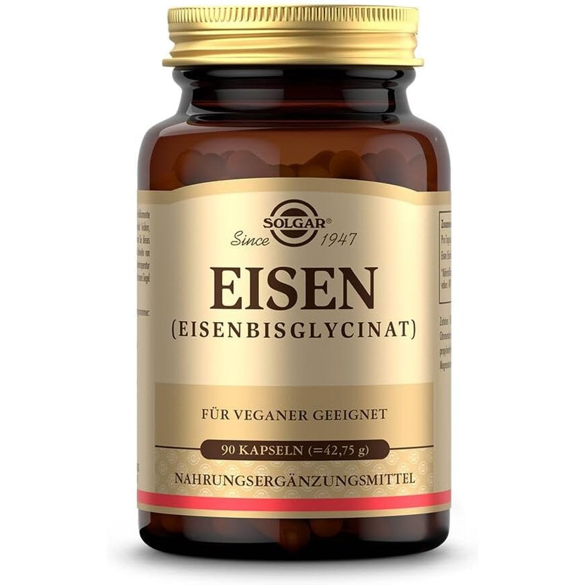 SOLGAR® ijzer, 20 mg ijzer als gepatenteerd ijzerbisglycinaat per dagportie, maagvriendelijke organische verbinding, 90 veganistische capsules voor 3 maanden – SOLGAR