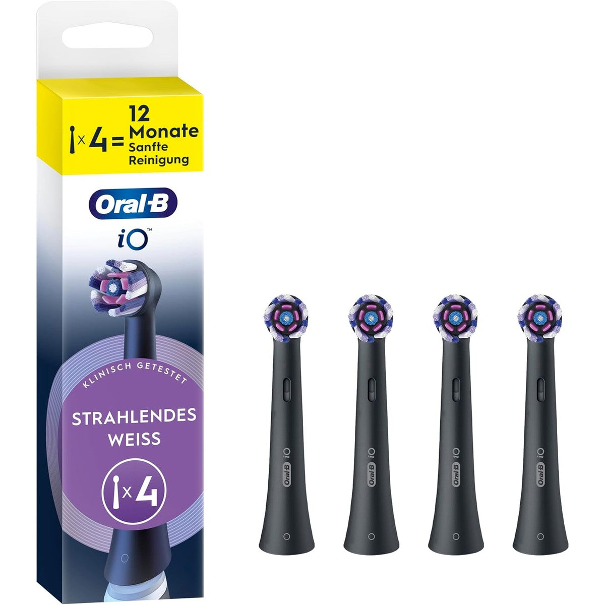 Oral-B iO Stralend Wit opzetborstels zwart 4 stuks – Oral-B